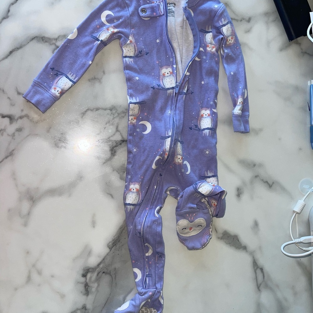 Carter's Lavender Owl Print Footie